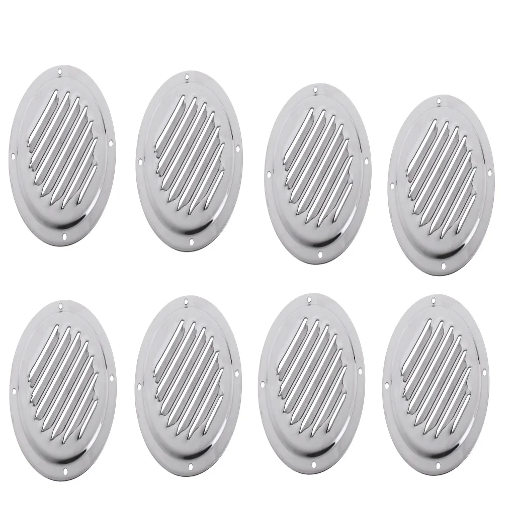 8pcs 316 Grade Stainless Steel Round Louvered Air Vent Fits Marine Boat RV Accessories Silver
