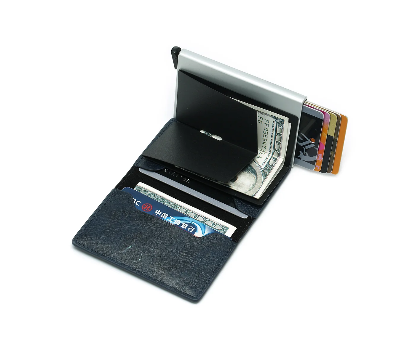 Bycobecy Business Card Holder Slim RFID Wallet Hasp Aluminum Credit Card Wallet Metal Credit Mini smart Men Purse Case