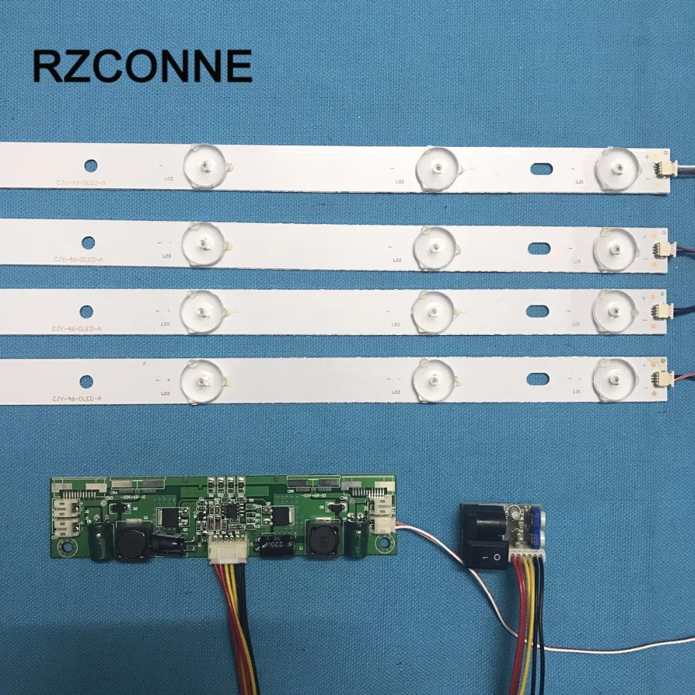 440 мм светодиодный Подсветка лампы Комплект Алюминий доска w/оптический объектив фильтра для 46 дюймов ТВ монитор+ Драйвер платы+ AC/DC 12V Мини-Тестер