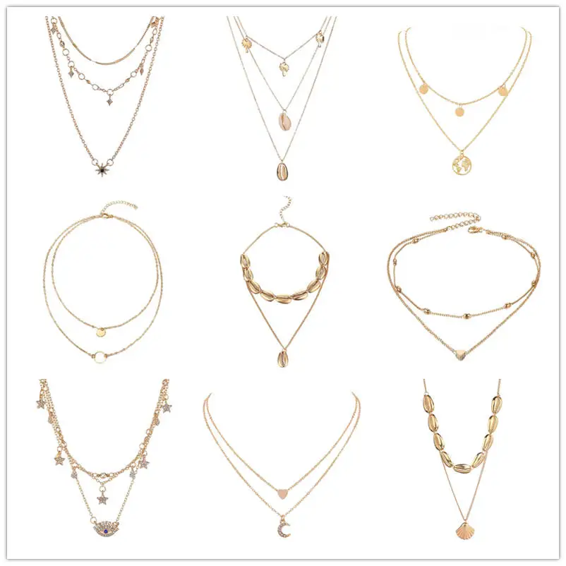 

Chocker Small Shell Choker Necklaces for Women Multilayer Long Chain Pendant Bohemian Beach Ocean Necklaces Jewelry Collar Gift