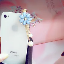 3,5 мм корейский стиль для всех телефонов милый Солнечный цветок жемчужный кулон дизайн пылезащитный Разъем для мобильного телефона