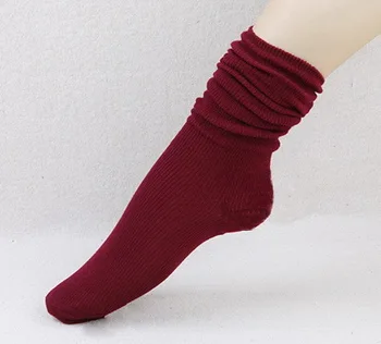 

200Pair Japanese High School Girls High Socks Loose Solid Colors Double Needles Knitting Cotton Long Socks Women