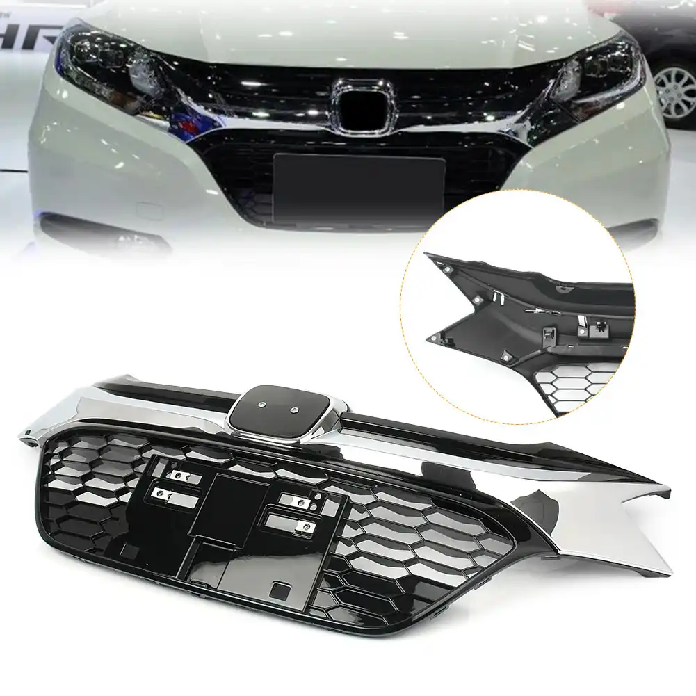 Auto Car Front Grill Hood Grille For Honda Hrv 4dr Modulo Style 16 17 Black Chrome Front Radiator Grills Aliexpress