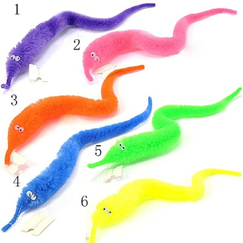 10pcs lot assorted colors mr fuzzy plush magic worm twisty trick
