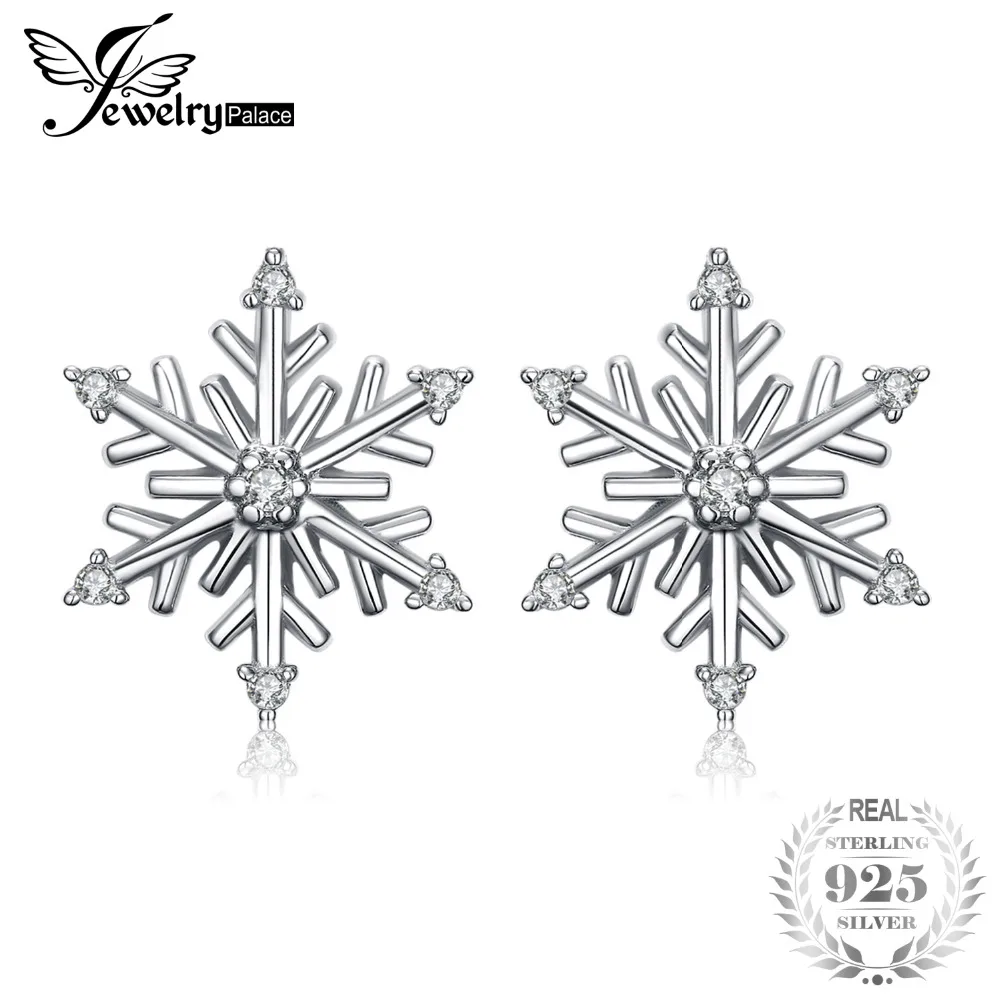 

JewelryPalace Elegant Snowflakes Cubic Zirconia Stud Earrings 925 Sterling Silver Gift For Women&Girls Fine Jewelry 2018 New