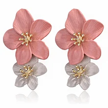 Модные женские кремовые лакированные Многослойные лепестки маргаритки большой цветок серьги-гвоздики для женщин модные ювелирные аксессуары