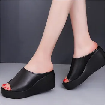 

Hot Sale Women Summer Fashion Leisure shoes women platform wedges Fish Mouth Sandals Thick Bottom Slippers