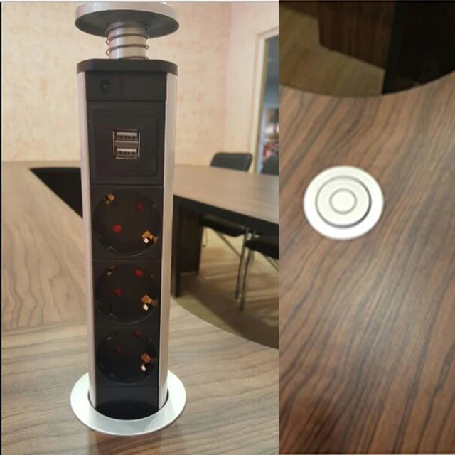 New Pop Up Electrical Outlet Socket Kitchen Desk Worktop 2 New Pop Up Electrical Outlet Socket Kitchen Desk Worktop 2 Usb 3 Plugs