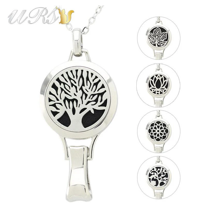 With Chain as Gift Hot Fashion 30mm Magnetic 316L Stainless Steel Essential Oil Diffuser Necklace Perfume