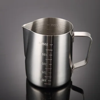 

350/550/900ml stainless steel tipped pull cup with graduated measuring cup Pulling flower cylinder foaming pot fancy coffee