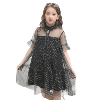 

High quality Kids girls dresses fashion Summer lace children's clothing for girls short-sleeved Party dress age 5 8 9 10 16Years