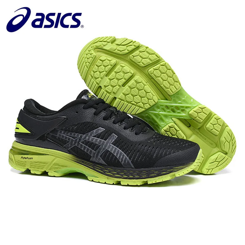 Новое поступление, оригинальная Asics Gel Kayano 25 Для мужчин, кроссовки для бега спортивная обувь; Большие европейские Размеры 40,5-45 - Цвет: Black-Green