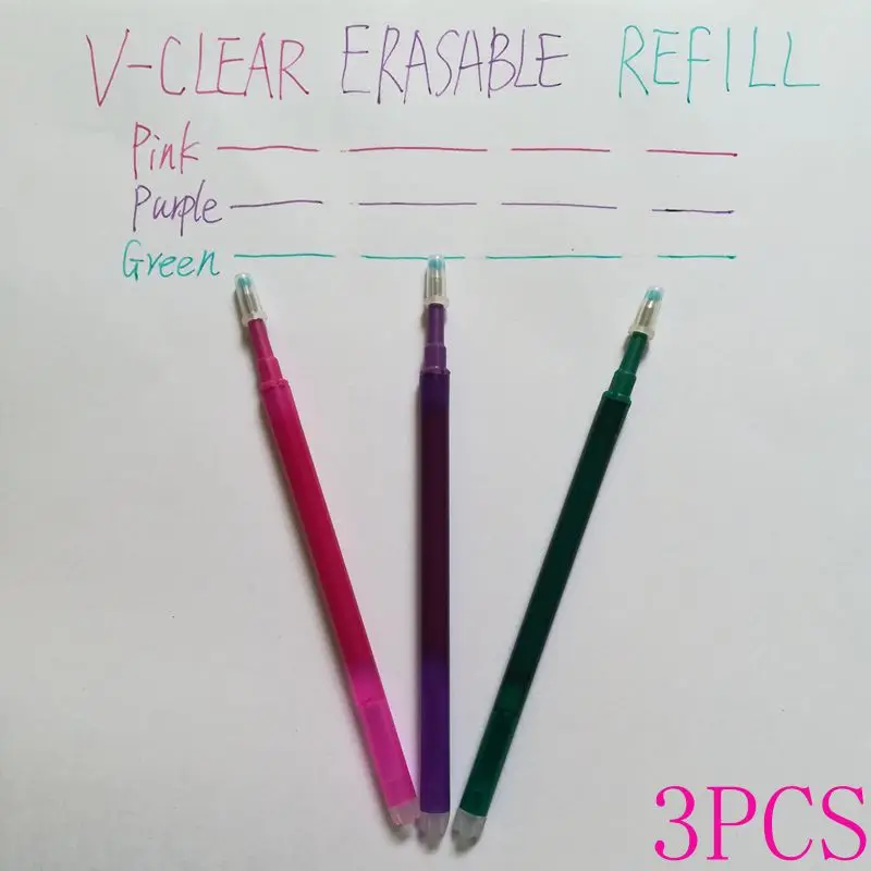 VCLEAR 0,7 мм школьные канцелярские принадлежности ручка 3 цвета стираемая ручка трение гелевая ручка унисекс Frixion гелевые чернила термо стираемая ручка канцелярские принадлежности - Цвет: Green Purple Pink