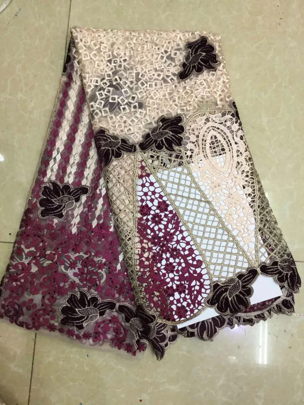 

2019 New style French net lace fabric with velvet African tulle lace fabric high quality african lace fabric