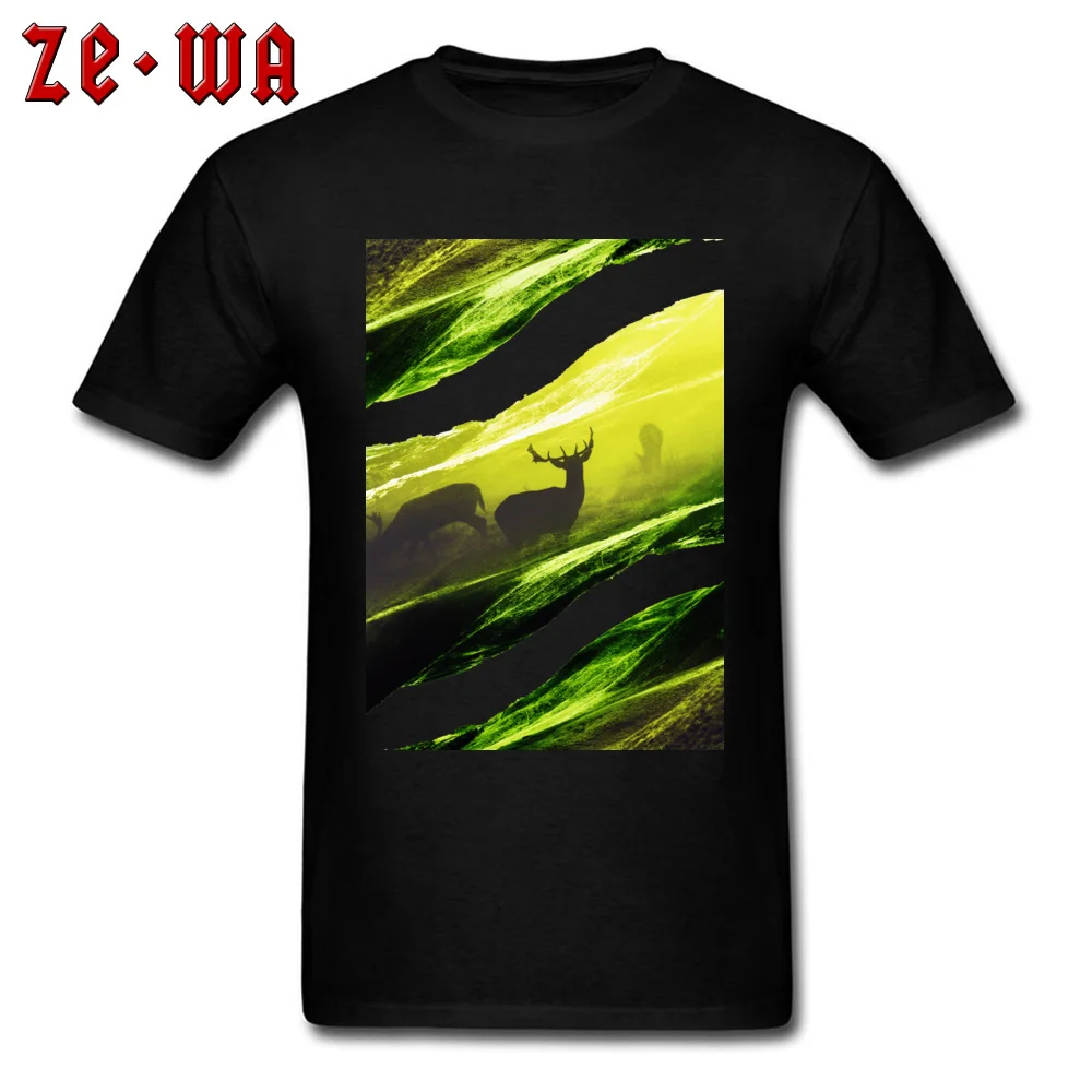 Fashionable Short Sleeve Tops Tees Summer Fall Crew Neck Pure Cotton Men T-Shirt Oh Deer Green Fashionable Top T-shirts Newest Oh Deer Green black