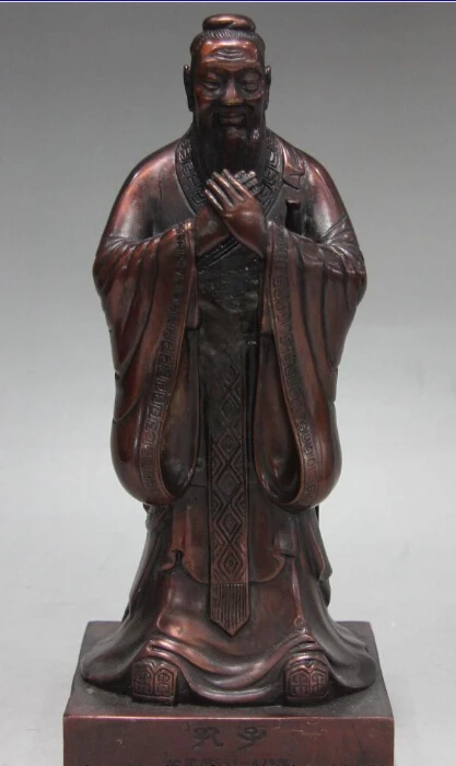 

famous Red Copper Bronze Stand Confucius Kongzi politician educationist Statue