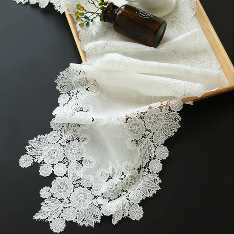 Slub Linen Lace Table Runner P24-1