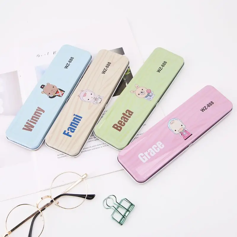 

2019 Cute Kawaii Animal Single-layer Metal Tin Pencil Case Pen Storag Box Student Stationery Office School Supplies Kids' Gift