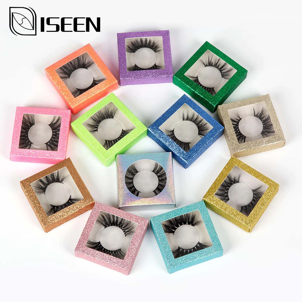 

ISEEN 2019 New Popular 3D Mink False Eyelash 1 pairs Mink eyelashes of Color box