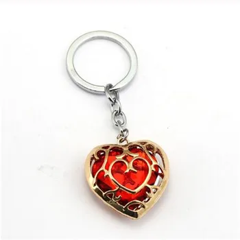 

10pcs/lot Wholesale The Legend of Zelda Keychain Blue Red Heart Crystal Key Ring Holder Car Game Chaveiro Men Jewelry