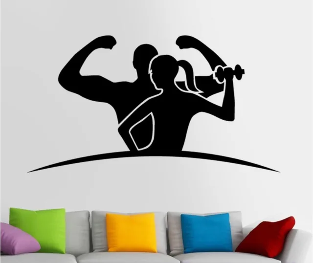 sports room sticker body building posters vinyl wall decals gym