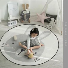 Мультяшный милый круглый декоративный коврик для пола, коврик для детской комнаты, подушечка для йоги, детский игровой ковровое покрытие для ползания, декор для ковров