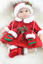 40 см Силиконовые rebron маленьких Куклы ручной работы реалистичные куклы красное платье подарки для детей Обувь для девочек играть дома Brinquedos