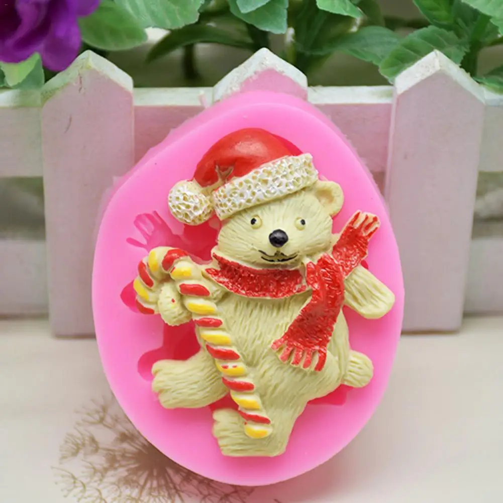 

Christmas Bear Mold Fondant Tool Aroma Candle Gypsum Clay Mold Liquid 3D Silicone Mold