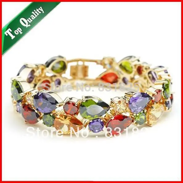 

Free shipping Luxurious Crystal Bracelet Champagne Gold Color Fashion Jewelry Wholesale