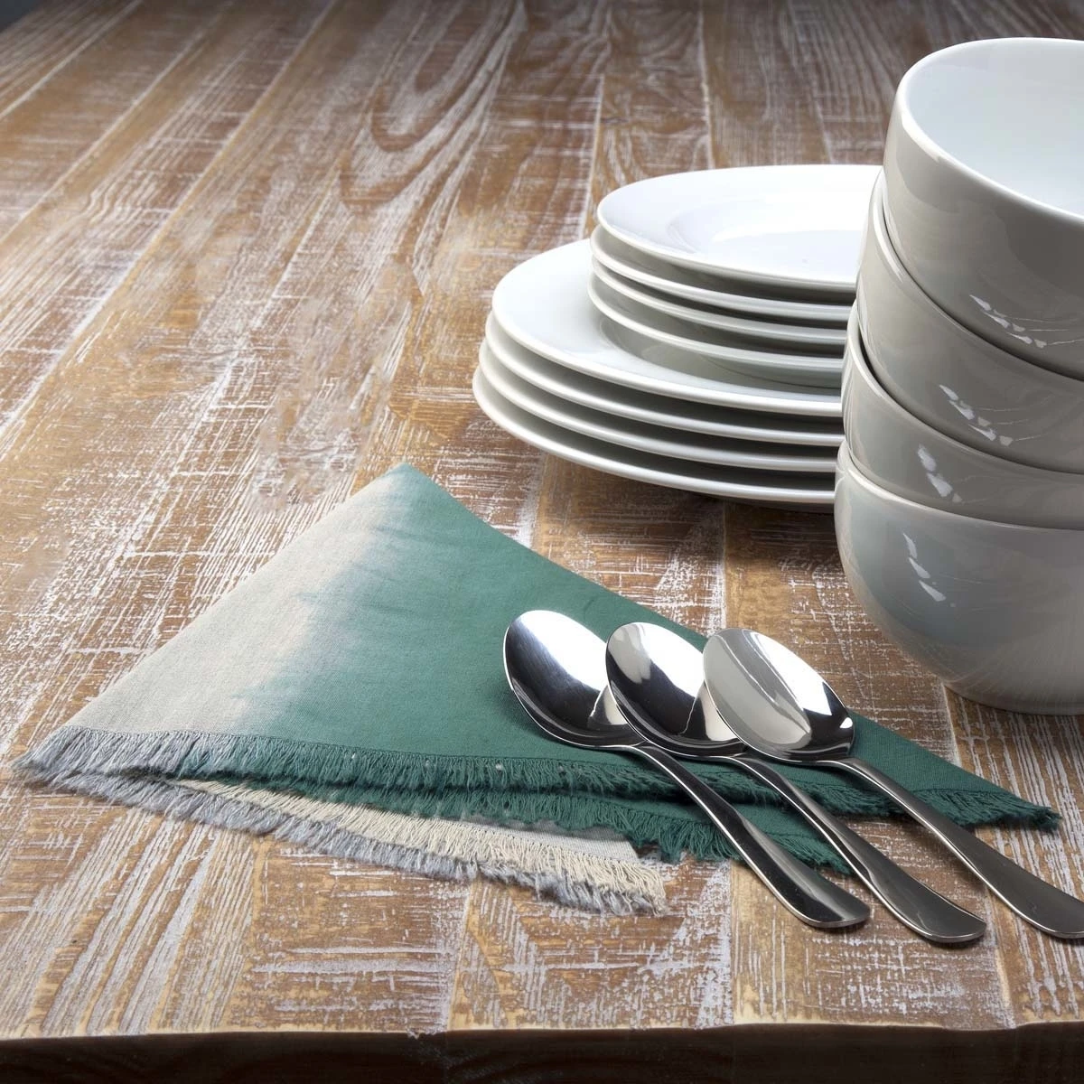 Farmhouse Tabletop & Kitchen Jessa Ombre Green Napkin Set of 6