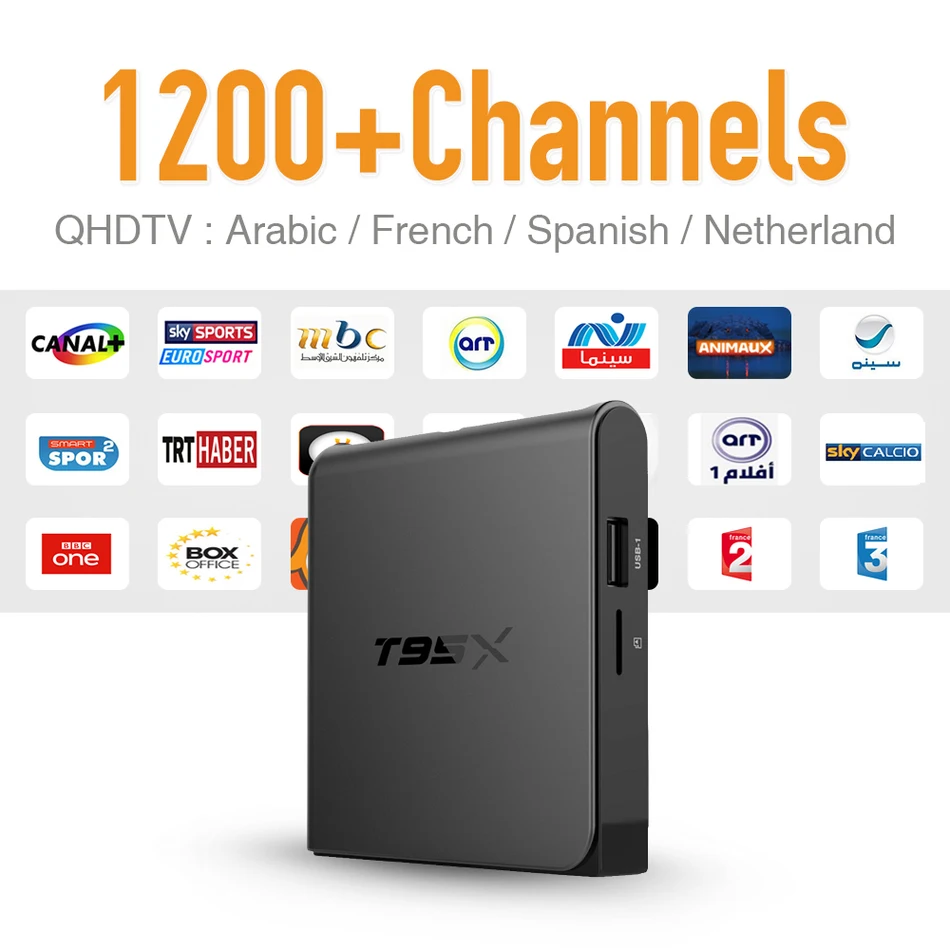 Europe IPTV Box Android TV Box Sky IPTV Receiver & 1200+ Sky French Turkish Netherlands Channels WIFI Faster CPU Android TV Box