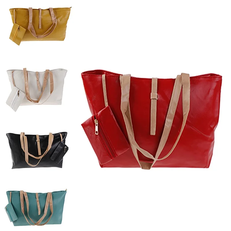 2019 New 1Pc PU Leather Women Shoulder Bag Totes Lady Fashion Messenger Handbag Purse With Cardbag 5Colors