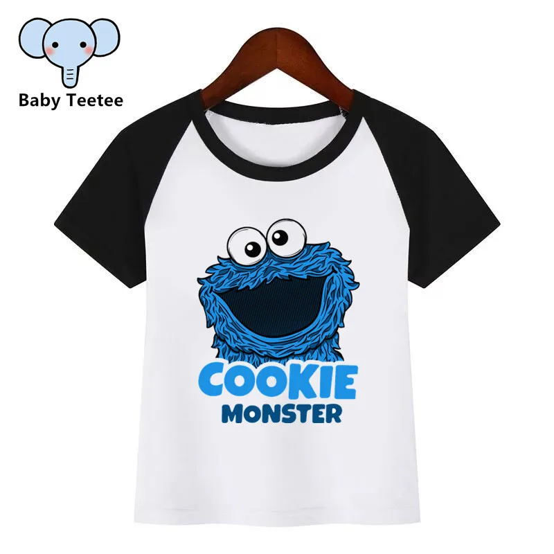 Забавная одежда с принтом «Улица Сезам», «печенья», «монстры»; детская летняя футболка; модная детская одежда; футболка; детская футболка с рисунком