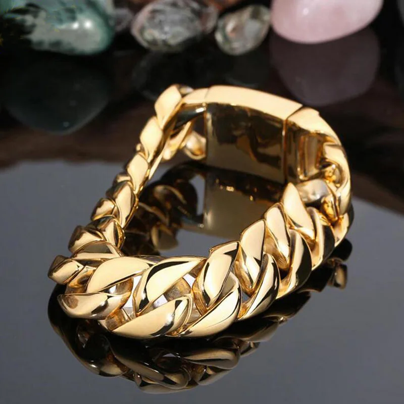 Gold Plated Bracelet Men Luxury Male On 