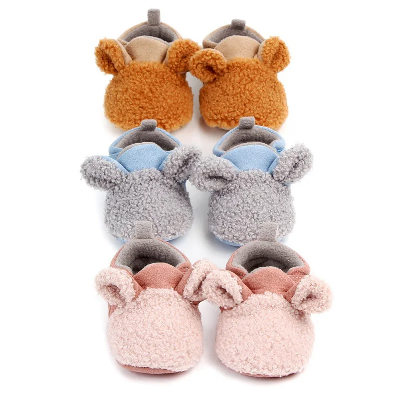 Autumn Winter Baby Shoes Coral Velvet Cartoon Baby Girl Shoes Home First Walkers Fashion Princess Baby Boys Girls Shoes 0-12M