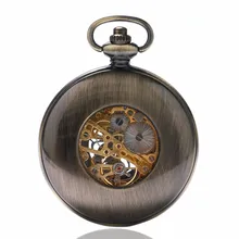 Новые Элегантные Механические карманные часы в ретро-стиле с черным цветком и циферблатом в римском стиле с цепочкой