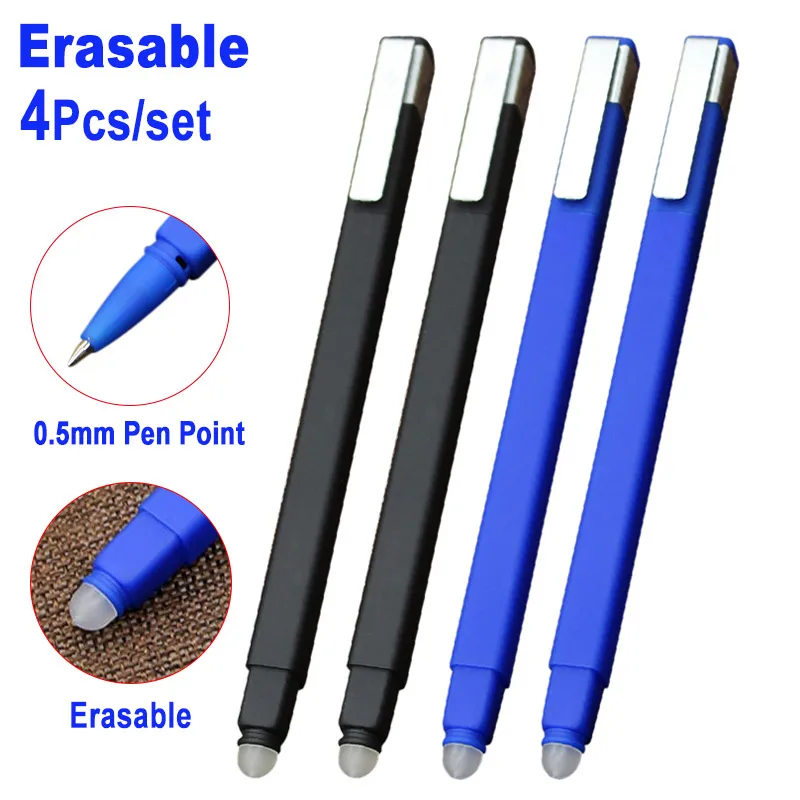 

4Pcs/set 0.5mm Erasable Gel Ink Pen Magic Erasable Pen Blue Black Ink Office School Writing Supply Student Stationery Study Tool