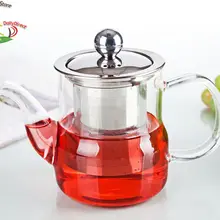 1х горшок ll-бытовой 390 мл жаростойкий прозрачный стеклянный цветочный чайник с фильтрующей крышкой из нержавеющей стали офисный чайник для кухни