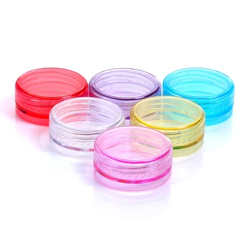 

100pcs Container Plastic Jar Sample Packaging Tins Round Nail Art Box Eyeshadow Cream Pot Mini Empty Cosmetic Containers 2g