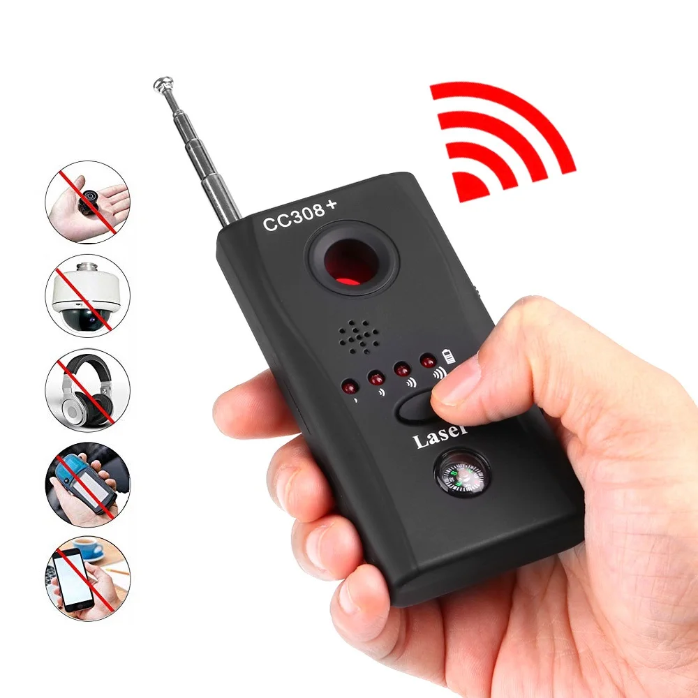 New CC308+ Anti-Spy Camera Hidden RF Signal Bug Detector Mini Wireless Camera Radio Wave Signal GSM Device Finder Laser Detector