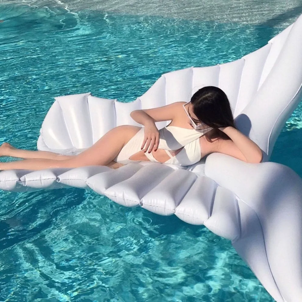 

Inflatable Angel Wings Swimming Pool Float Lounger Toy with Rapid Valves Summer Water Lounge Raft for Adults