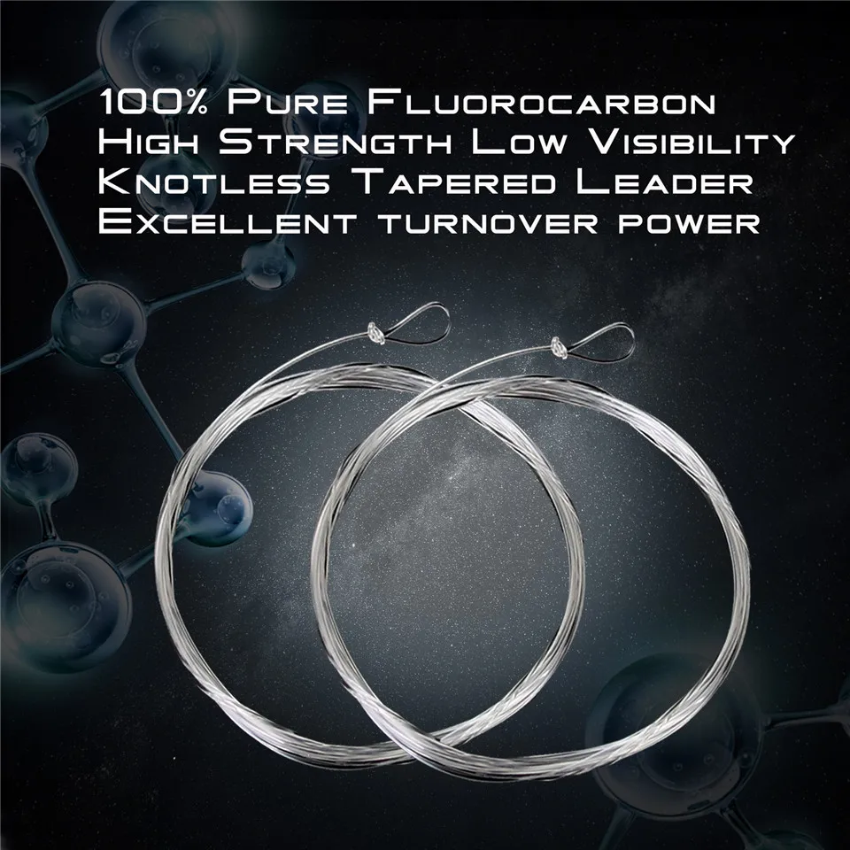 Maximumcatch Fluorocarbon Tapered Leader Line 9ft 0X-7X Fly Fishing Leader Line with Loops Clear Color fishing line fishing tackle