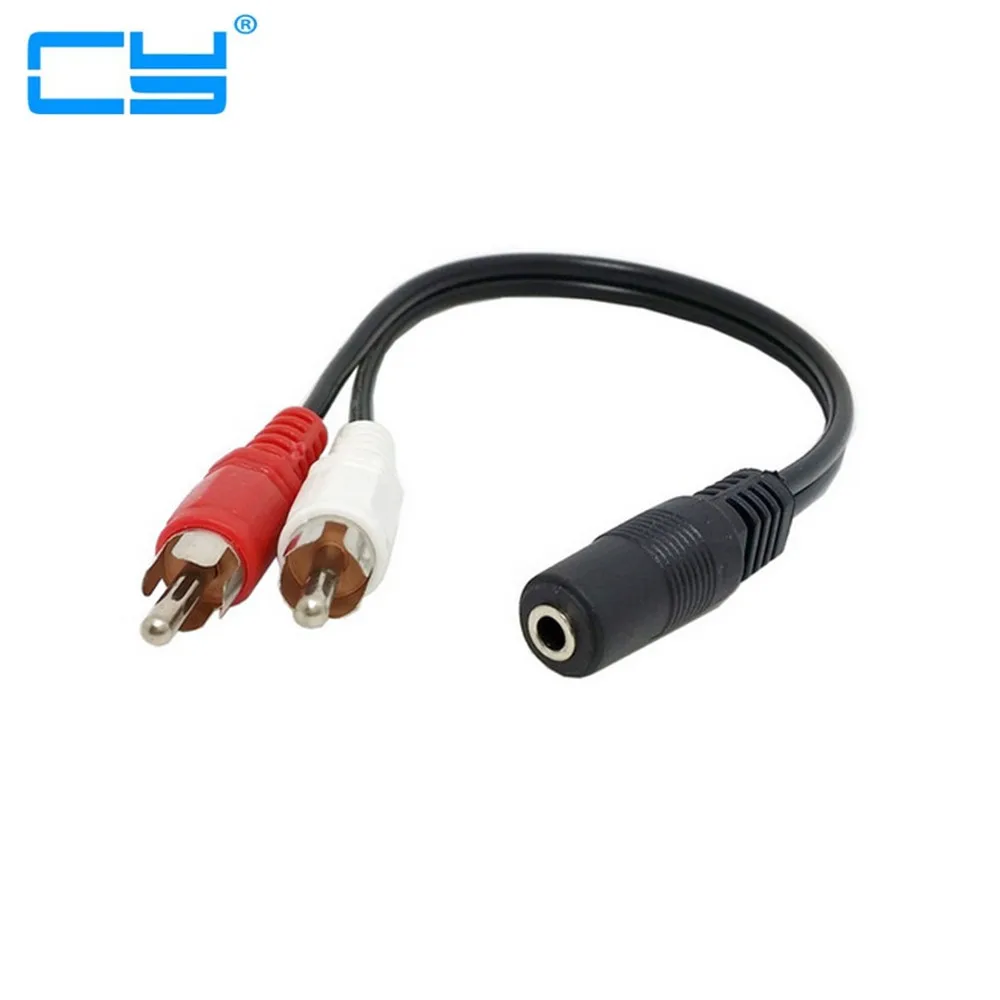

5 шт./Лот Универсальный 3,5 мм стерео Женский мини-разъем для 2 RCA Macho Cabo Adaptador de Audio para HDTV усилитель VCD