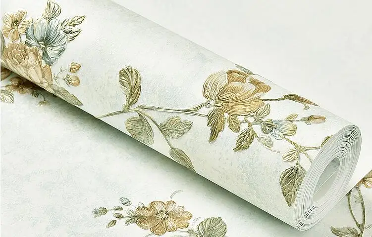 Papel de Parede Sala de Estar Beibehang Vintage American Pastoral Tecido Não Tecido Floral Quarto Sofá Compacto 14 papel de parede floral papel de parede