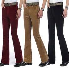 Зимние теплые мужские коммерческие повседневные брюки Bootcut вельветовые расклешенные брюки мужские эластичные брюки Bell-bottom для мужчин
