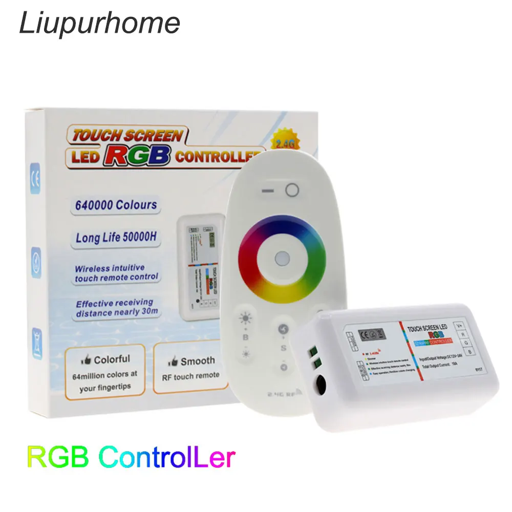 RGB/RGBW DC12 24V 18A LED Controller 2.4G Touch Sensor Remote Control for LED Strip/Bulb