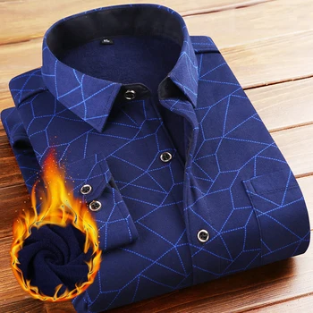 

Milk Cotton Shirt Men 2018 Winter New Thick Warm Shirt Slim Fit Long Sleeve Male Shirt Casual Button Down Dress Shirts for Men