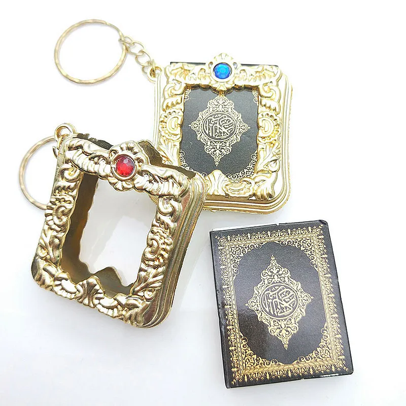 

1Pcs New Muslim Keychain Resin Islamic Mini Ark Quran Book Real Paper Can Read Pendant Key Ring Key Chain Religious Jewelry Gift
