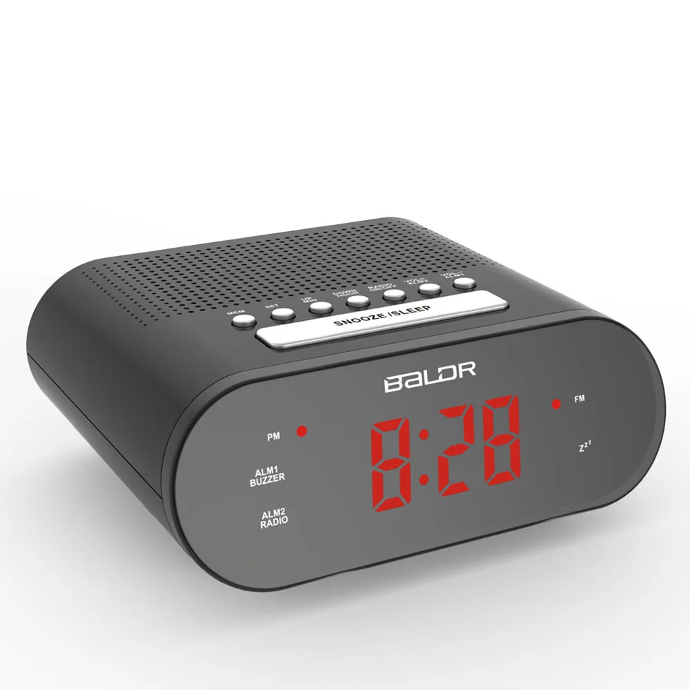 Baldr LED Digital FM Radio Clock Dual Alarm Snooze Buzzer Sleep Timer
