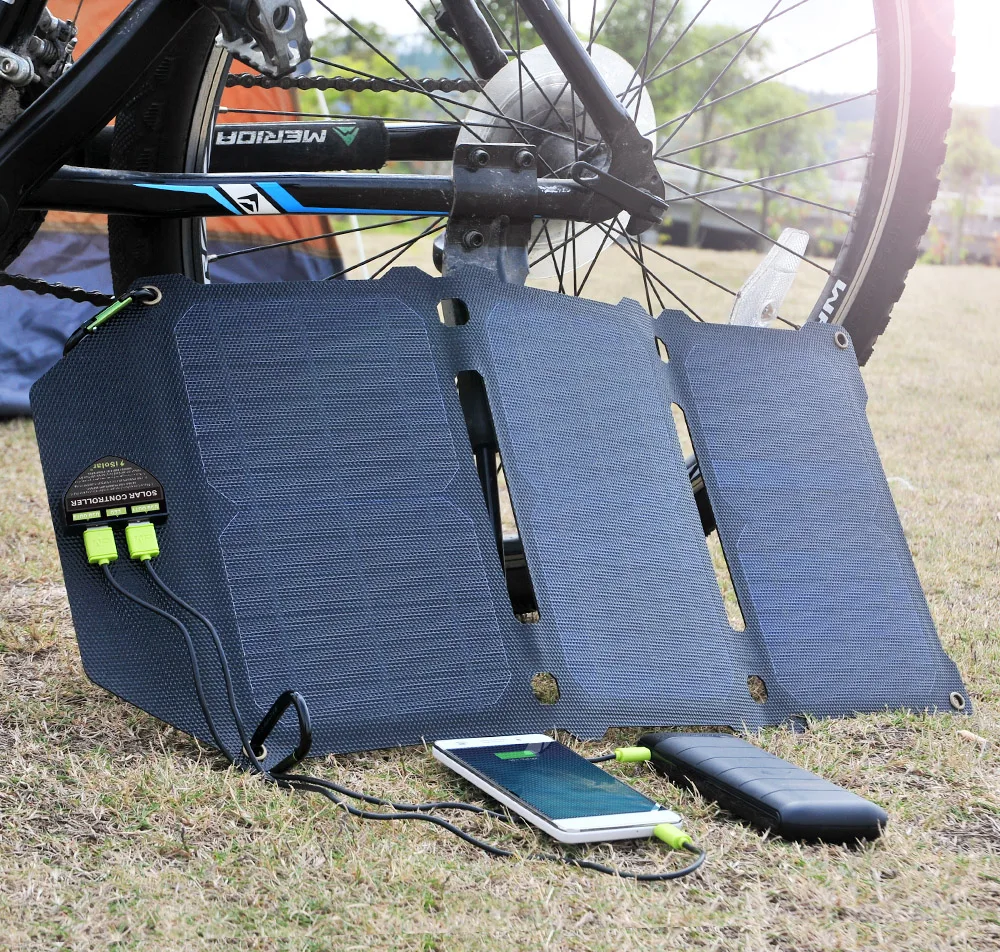  ALLPOWERS 21W Mobile Phone Charger Dual USB 5V 4A Solar Panel ETFE Solar Charger for Smartphones